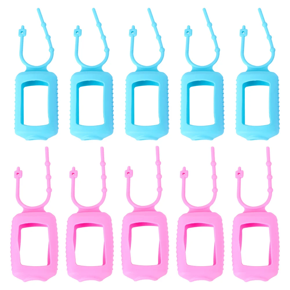 10pcs 60ml Wash-free Hand Washing Liquid Bottle Boot Cover Protective Silicone Sleeve Container(Pink Blue)