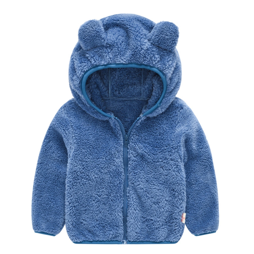 Autumn and Winter Baby Fur Bear Coat Hooded Fur Coat Winter Warm Coat for Children (Blue 100cm Height)