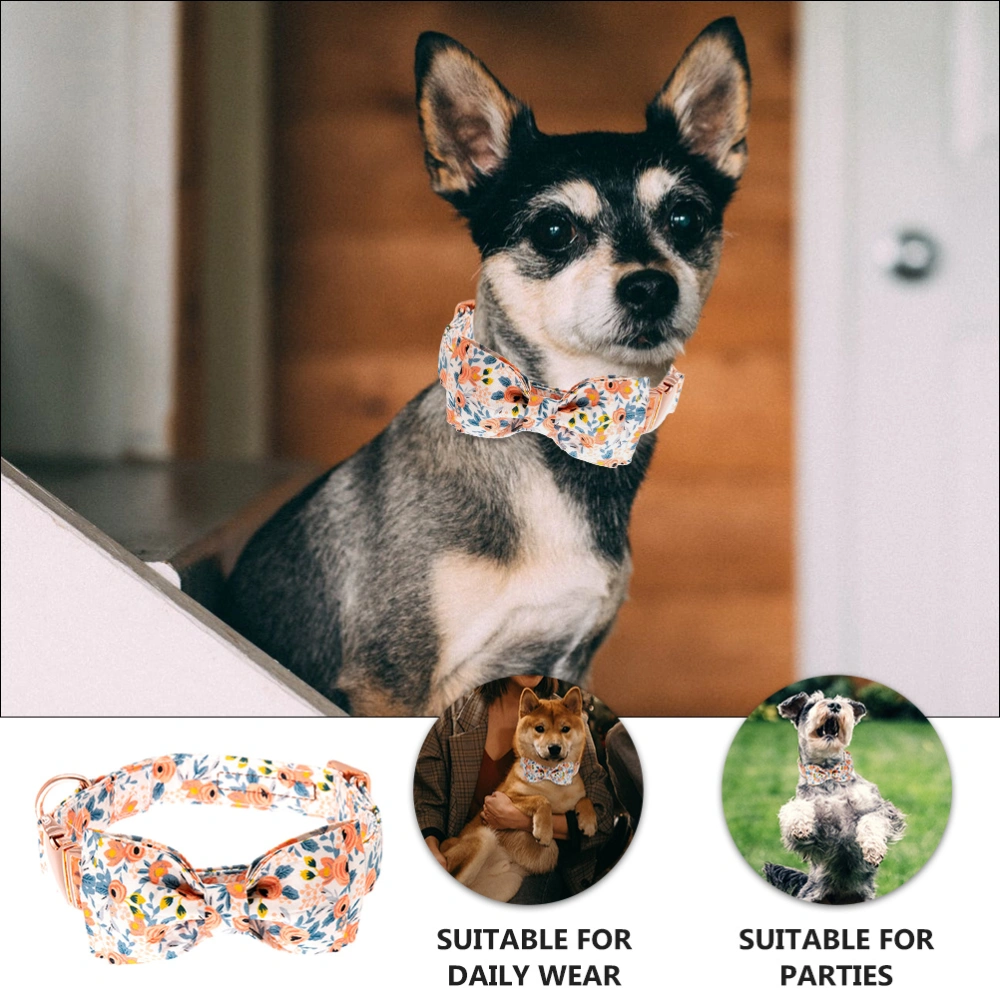 Adjustable Pet Dog Neckwear Puppy Necktie Safety Collar with Removable Bow