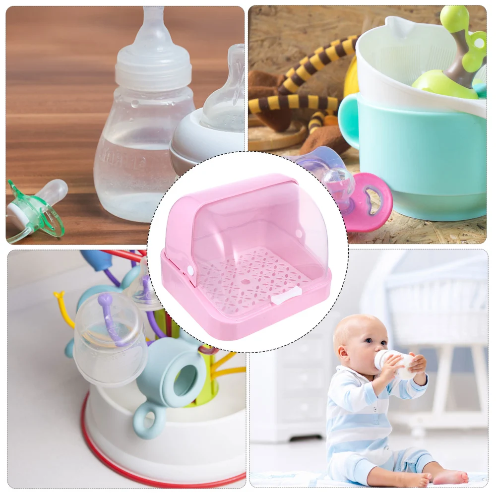 1Pc Baby Bottle Storage Box Baby Cutlery Storage Container with Draining Tray