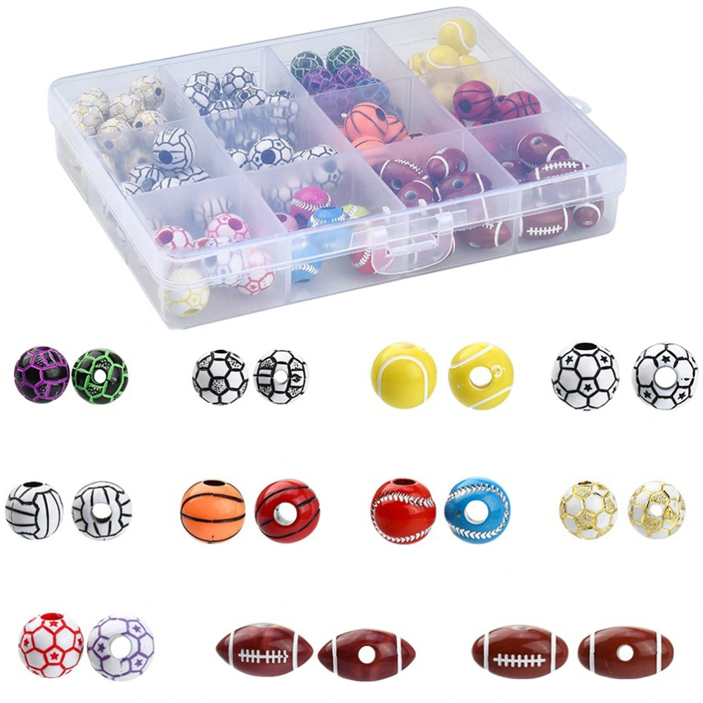 1 Box of Sports Ball Beads Acrylic DIY Sports Ball Beads Jewelry Making Accessories