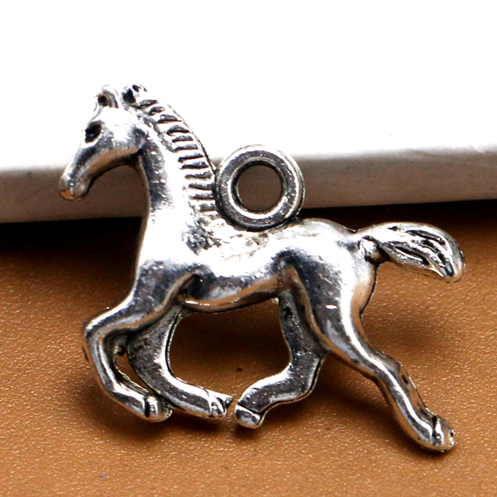 50pcs Horse Necklace Pendants Alloy Charms Jewelry Making Accessory for DIY Crafts (Antique Silver)