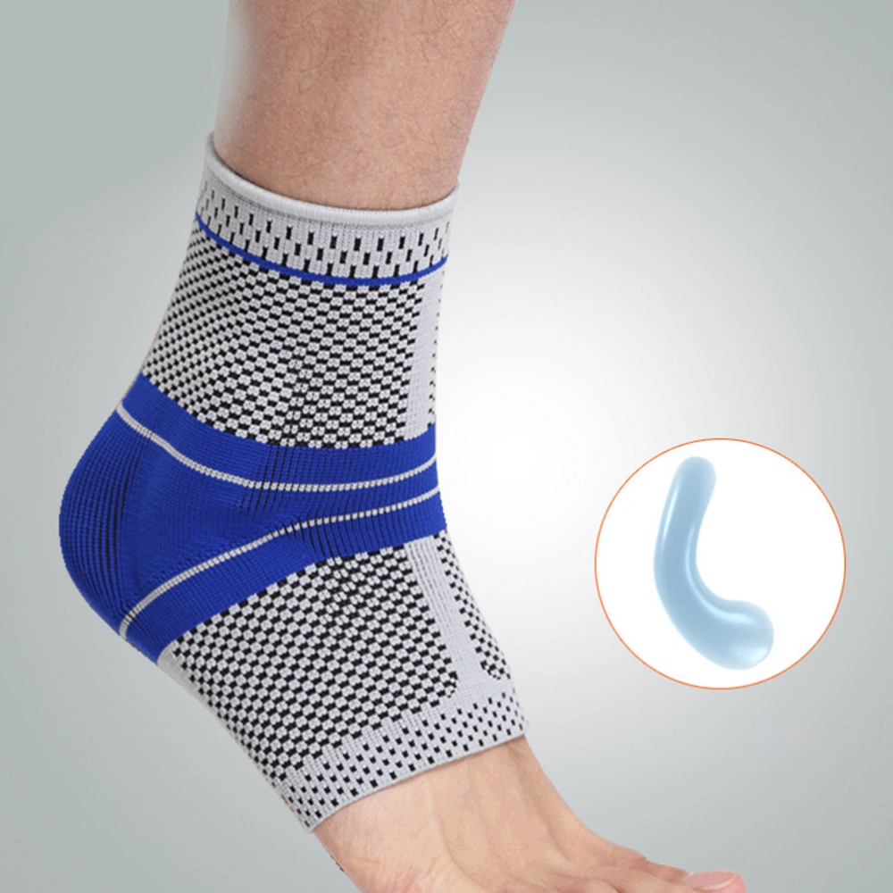 1 Pc Sports Ankle Support Knitting Nylon Anti-slip Silicone Comfortable Fitness Ankle Brace Ankle Sprain Supplies for Outdoor Exercise Basketball (Grey Blue, Size L)