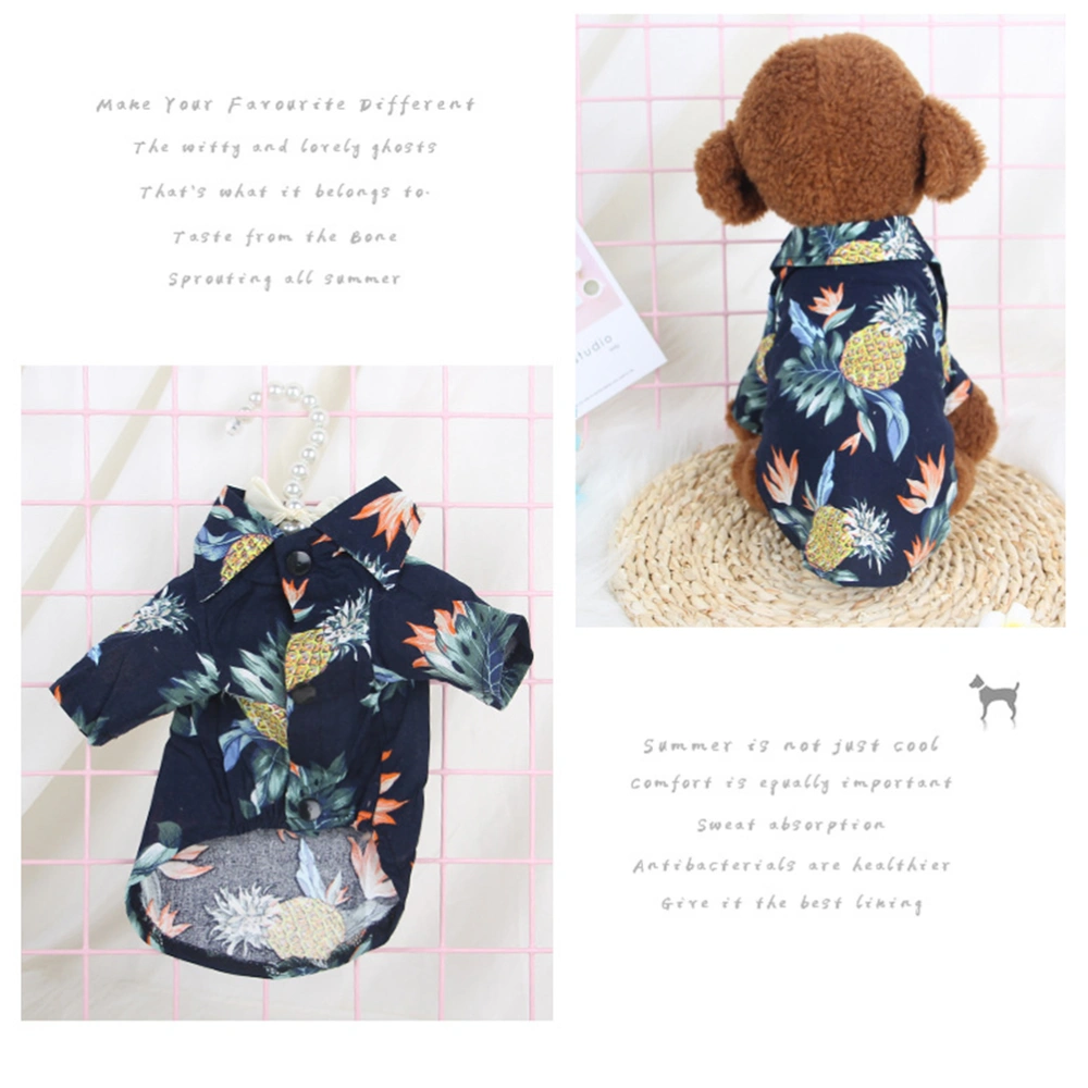 Pet Hawaiian Style Shirt Adorable Dog Blouse Fashion Puppy Clothes Breathable Summer Pet Coat (Navy Size XXL)