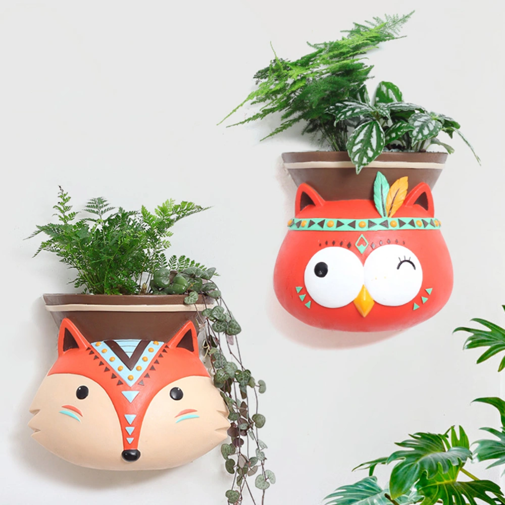 1pc Cartoon Animal-shaped Flower Vase Ornament Ethnic Style Wall Flower Pots Decorative Pattern Flower Vase