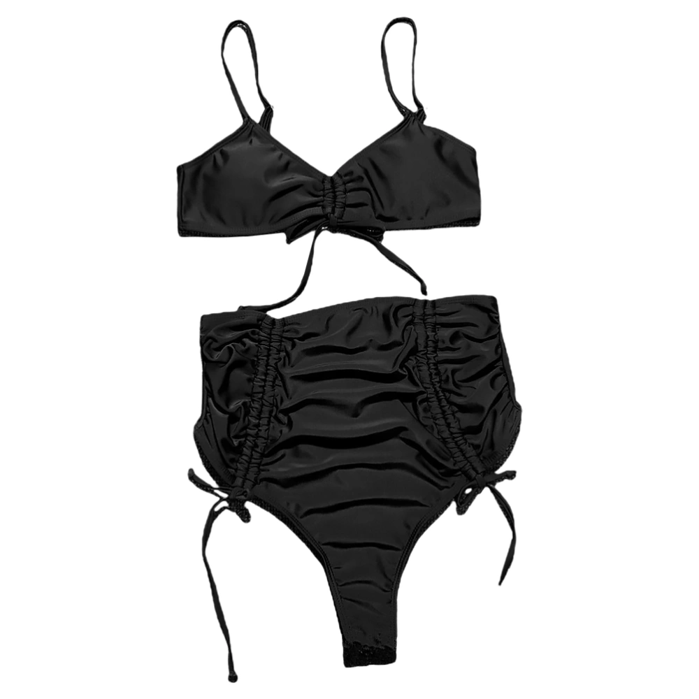 1 Set High Waist Sexy Bikini Two-Pieces Split Swimwear Women Summer Swimsuit (M)