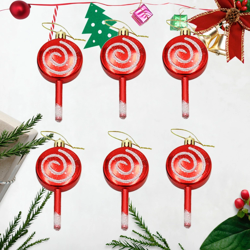 6pcs Cartoon Lollipop Hanging Pendant Lollipop Shape Christmas Hanging Ornaments Christmas Tree Hanging Decors Christmas Showcase Mall Pendants Red