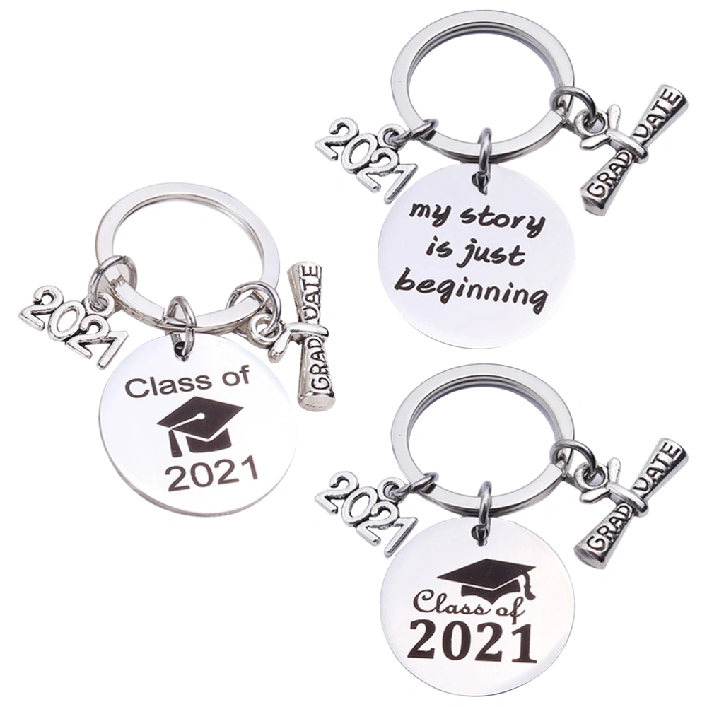 3pcs Letter Graduation Theme Keychains Chic Gifts Keyrings Bag Ornaments