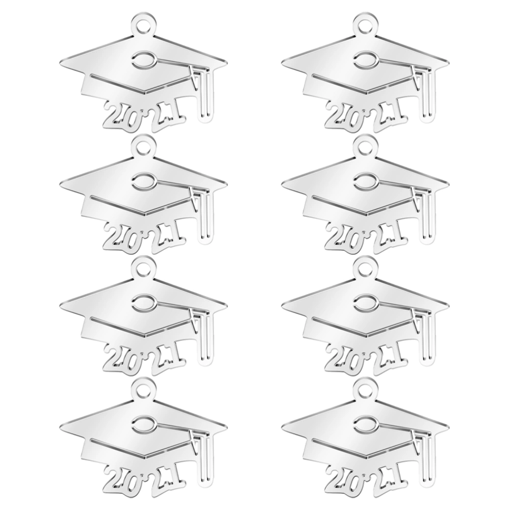 8pcs Stainless Steel Graduation Hat Charms Pendants Jewelries DIY Pendants