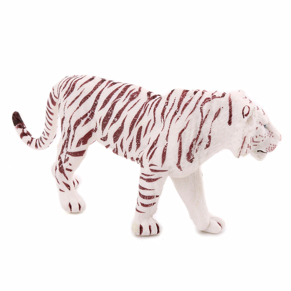 1PC Simulated Animal Model Male White Tiger Decoration Lifelike Wildlife Desktop Ornament