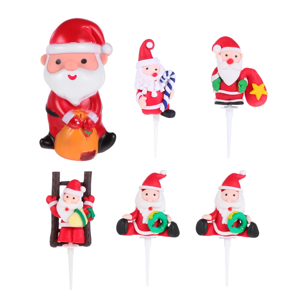 6pcs Xmas Cake Toppers Xmas Cake Adornment Christmas Cake Picks Cake Decoration