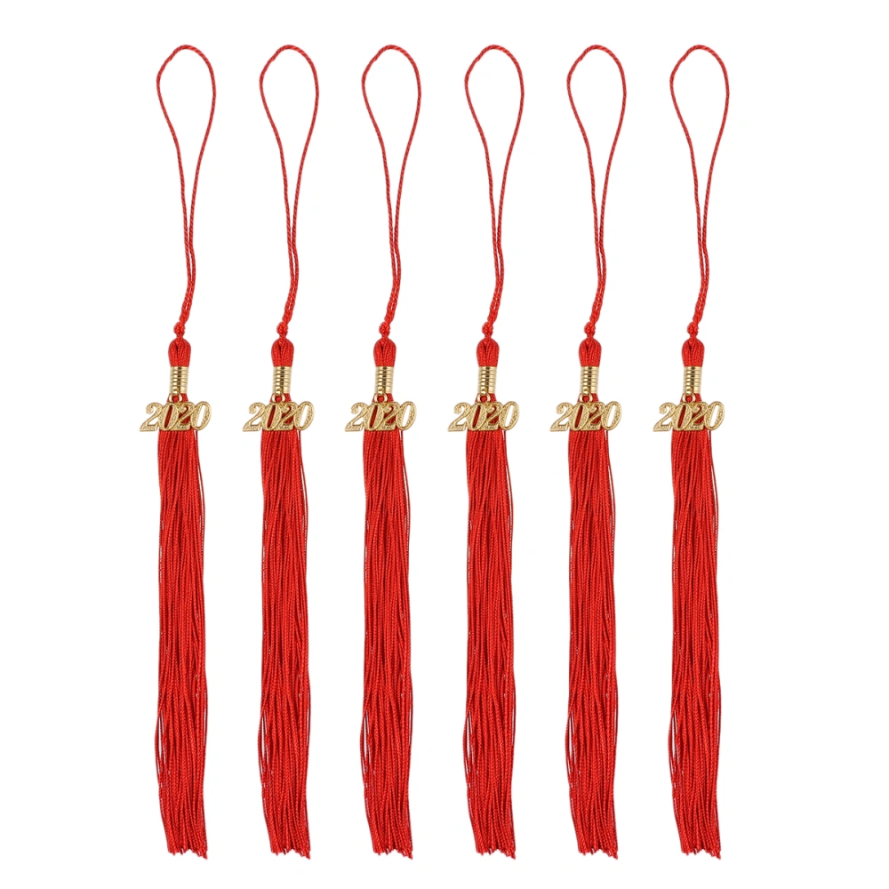 6pcs 2020 Academic Graduation Hat Tassel Graduation Season Doctor Tassel Honor Decorative Tassel (Red)