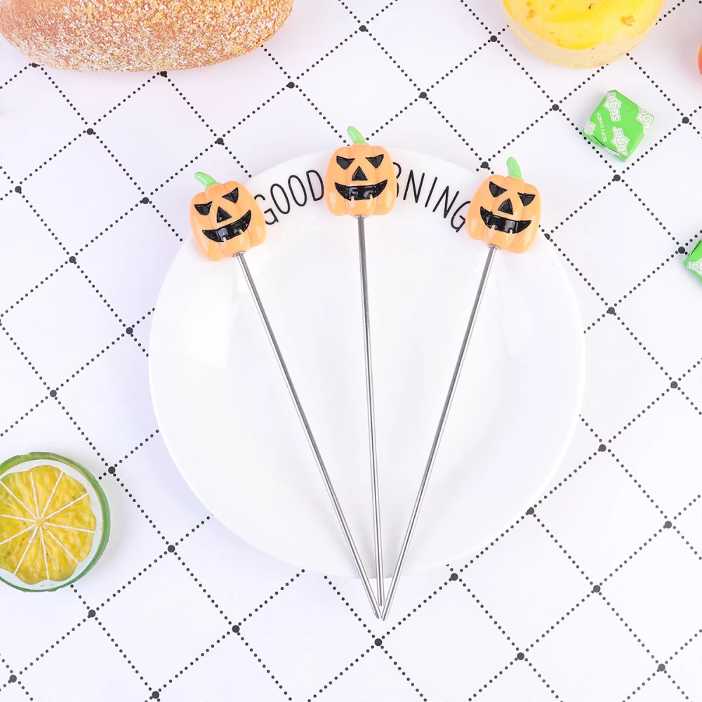 4pcs Stainless Steel Cake Tester Probe Pumpkin Head Shape Bread Test Pin Baking Tool for Biscuit Cupcake Muffin