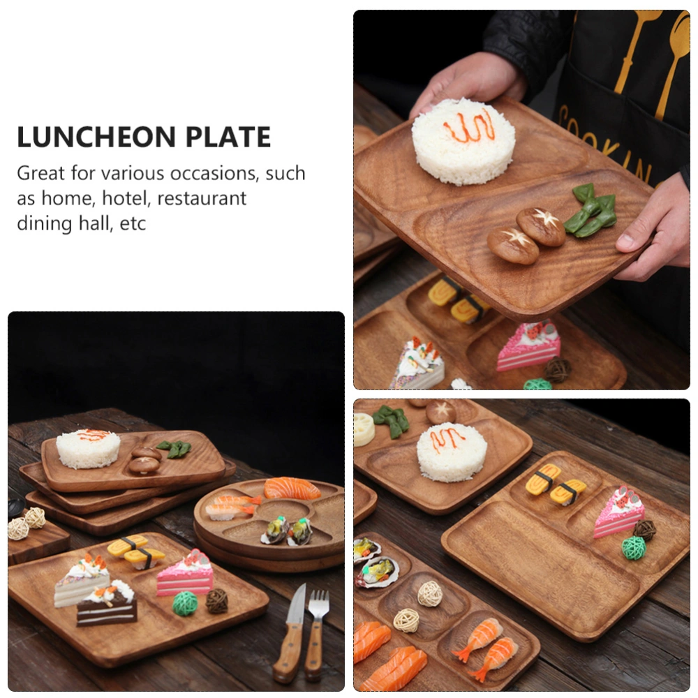 1pc Wooden Tableware Divided Plate Dining Plate Luncheon Plate (Assorted Color)