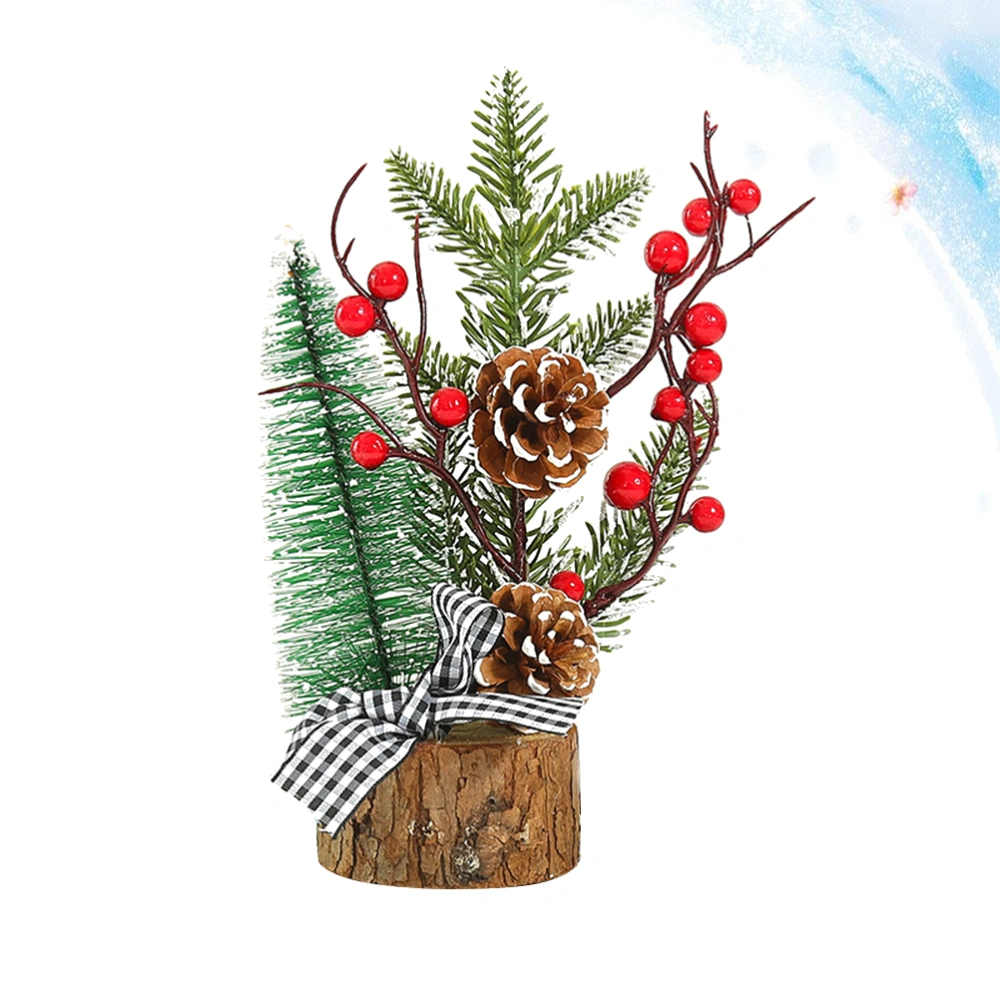 Berry Xmas Tree Shape Ornament Christmas Decor Wooden Crafts Christmas Party Desktop Adornment