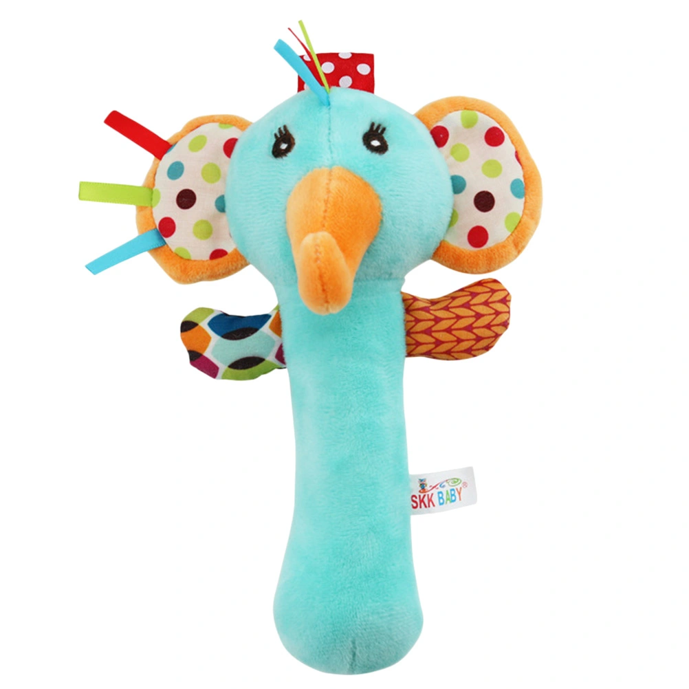 Funny Baby Hand Bell Toys Baby Bed Bell Toy Infant Comfort Hand Grab Stick Plush Baby Bell Toys (Elephant)
