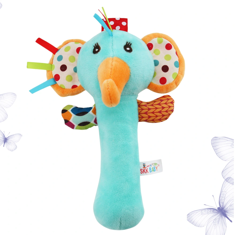 Funny Baby Hand Bell Toys Baby Bed Bell Toy Infant Comfort Hand Grab Stick Plush Baby Bell Toys (Elephant)