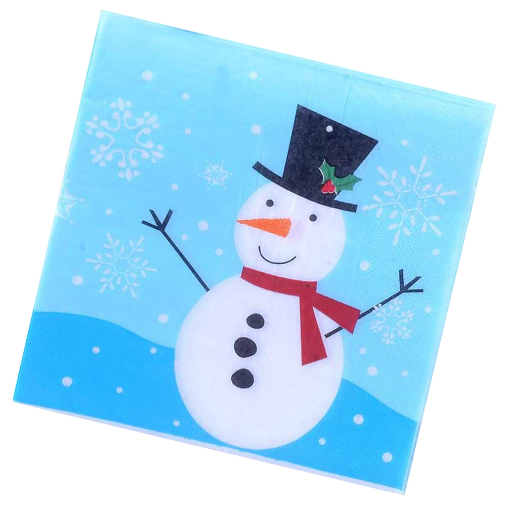 40pcs Christmas Snowman Printed Napkins Decorative Tissue Dinner Paper Towel Party Supplies