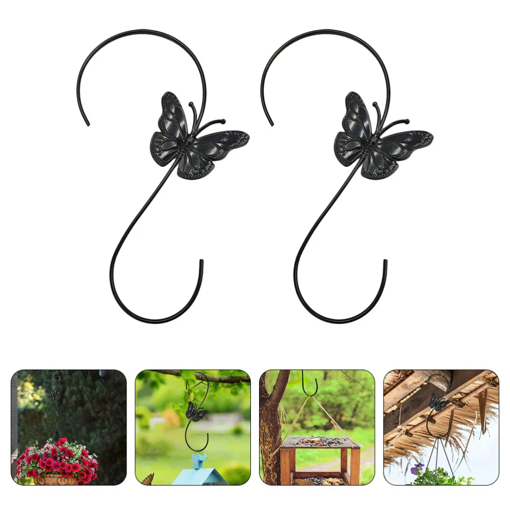 2Pcs Bird Feeders Hanger Hummingbird Feeder Hooks with Butterflies Design 12inch