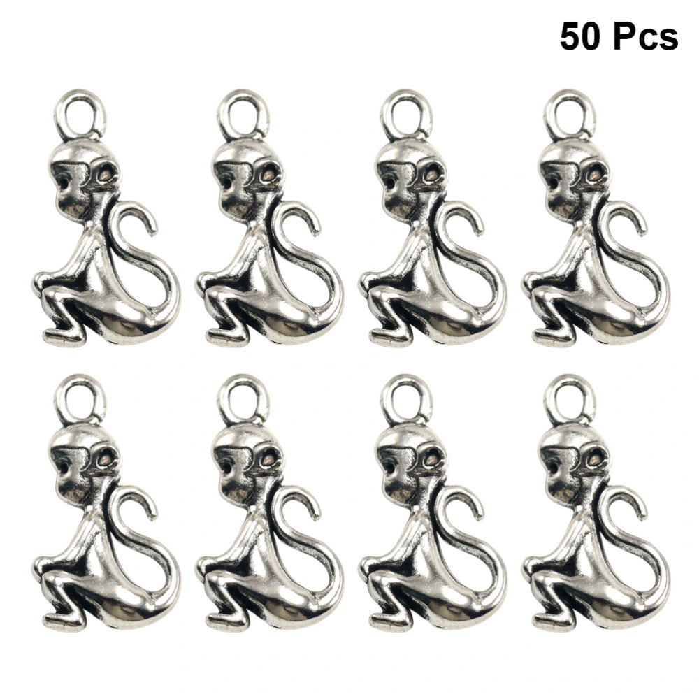 50pcs Alloy Monkey Pendants DIY Chinese Zodiac Charms Jewelry Making Accessory for Necklace Bracelet