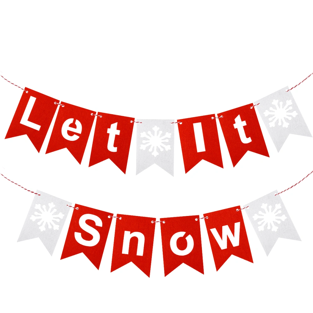 3 Meters Let It Snow And Christmas Tree Fabric Banners Swallow-tailed Flags Garland Decorations for Christmas Home Party Garden Patio Decor