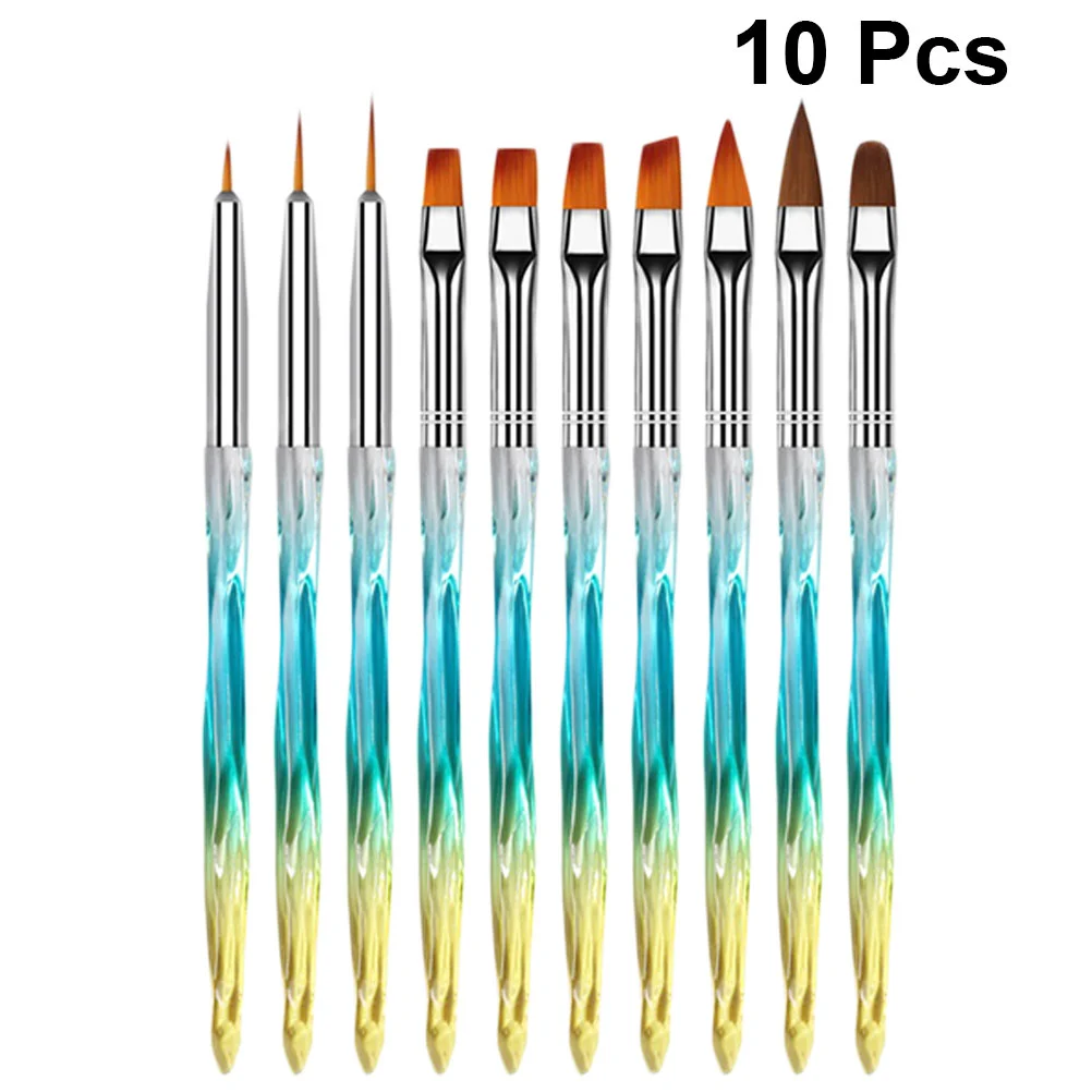 10Pcs Nail Art Pen Painting Manicure Line Drawing Colored Drawing Pen Nail Art Supplies(Gradient Blue)