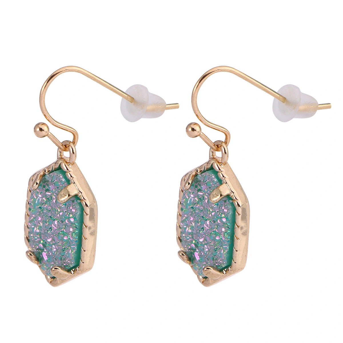 1 Pair New Color Copper Material Claw Earrings Color Plating Ear Jewelry (Lake Blue)