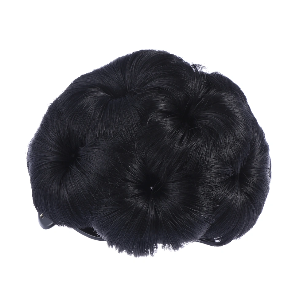 Synthetic Fiber Hair Extension Chignon Jaw Clip Bun Wig Hairpiece for Bridal Girls (Natural Black)