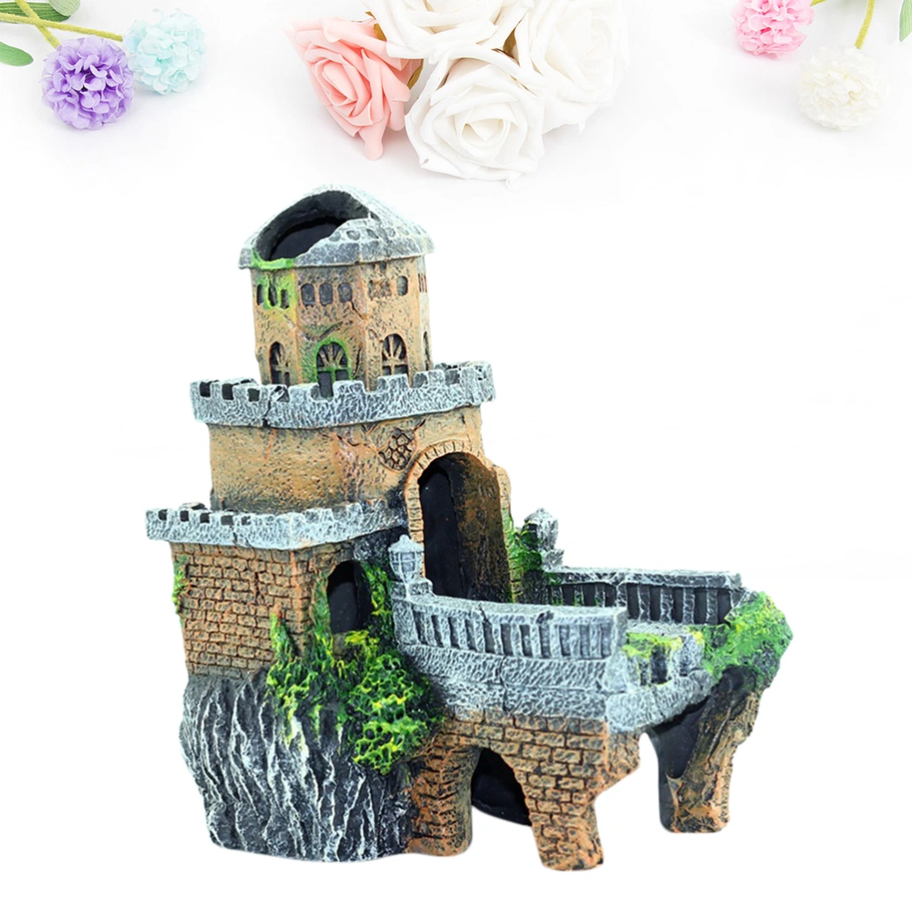 1PC Resin Aquarium Ornament Simulated Castle Landscaping Creative Fish Tank Decorations Mini Lifelike Castle Crafts for Home