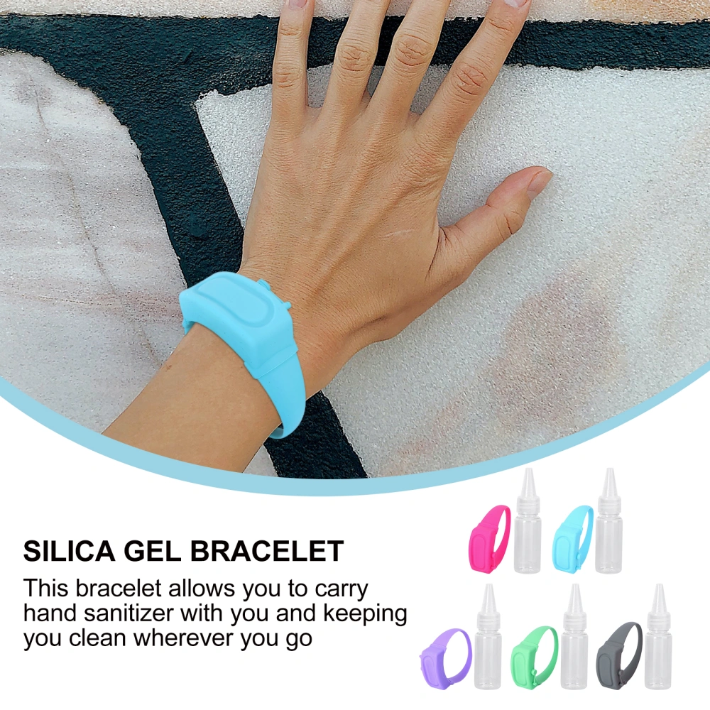 5 Sets Silicone Hand Refillable Wristband Travel Gel Holder with Squeeze Bottles