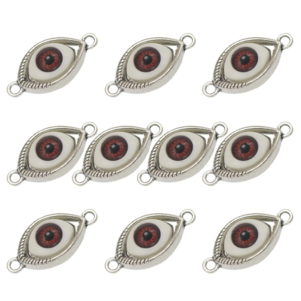 10PCS Vintage Red Eye Shape Pendants Charms DIY Jewelry Making Accessory for Necklace Bracelet (Antique Silver)