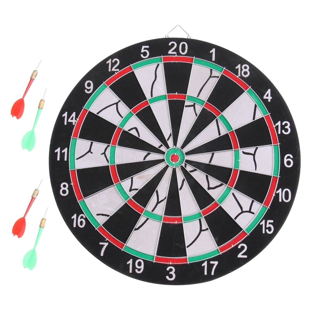 15 inch Flocking Dart Board with 4pcs Darts Leisure Game Dartboard Set Board Games Kids Adults Toy Gift for Office Home Outdoor (Random Color Dart)