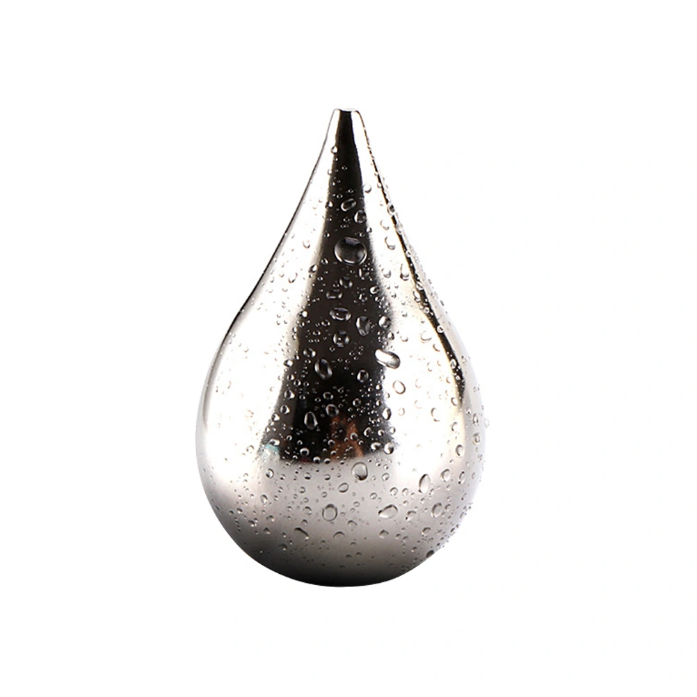 Water Drop Shape Chilling Stone Reusable Stainless Steel Ice Cube for Whiskey Wine Drinks Beer Juice (Silver)