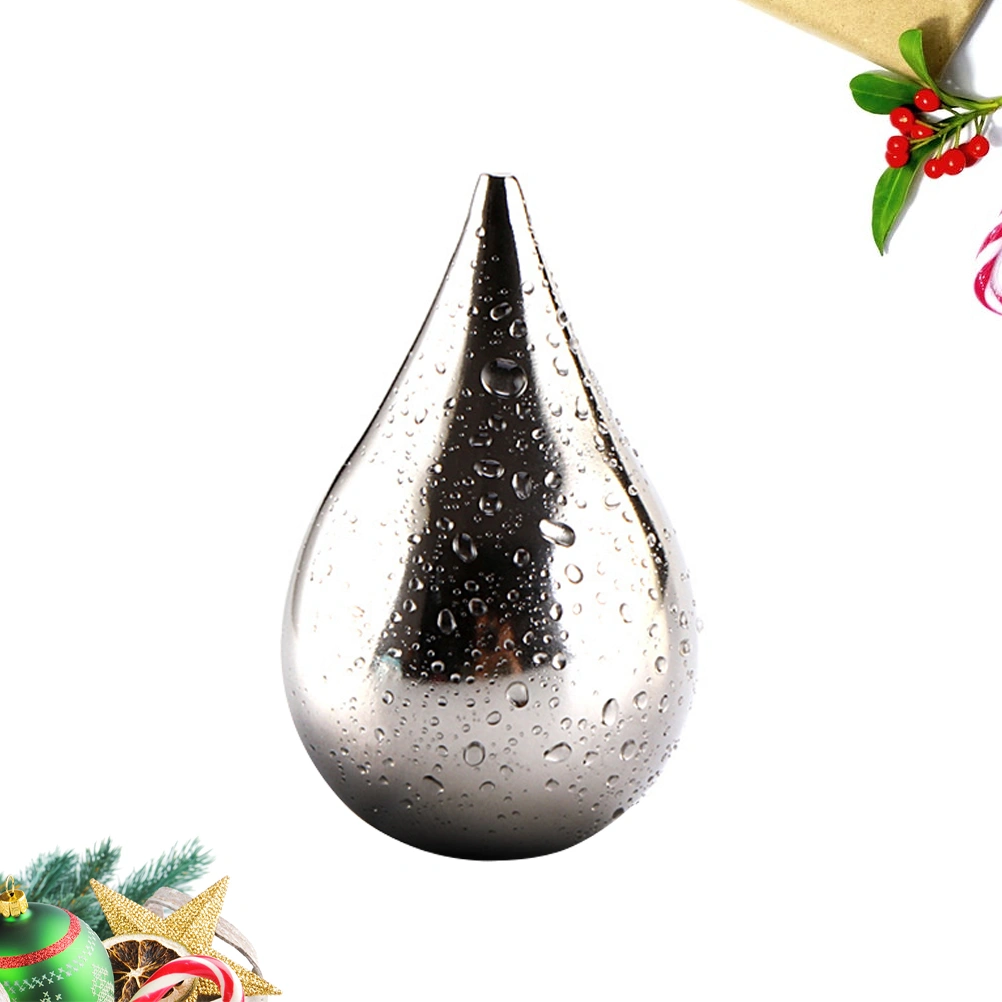 Water Drop Shape Chilling Stone Reusable Stainless Steel Ice Cube for Whiskey Wine Drinks Beer Juice (Silver)