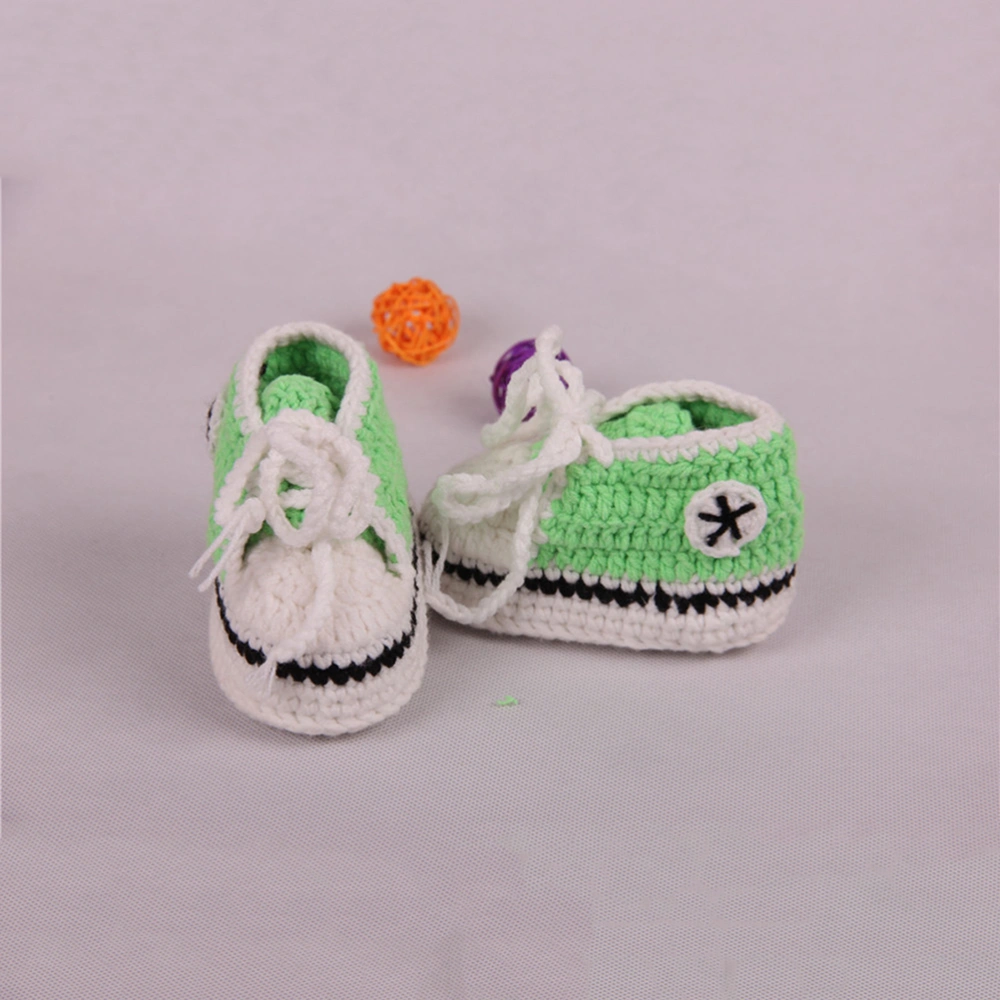 Baby Crochet Booties Knitted Socks Handmade Shoes For Infants 10cm (Green)