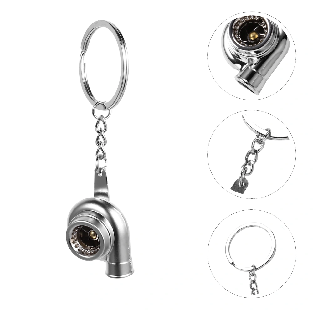 2pcs Automobile Turbine Keychains Turbocharger Keychains Keyrings (Silver)