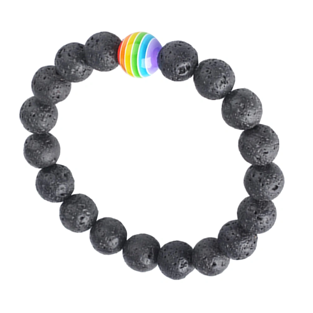 Black Lava Stone Beaded Bracelet Gay Rainbow Color Pride Friendship Jewelry Volcanic Stone Bracelet Natural Stone Beads Bracelets