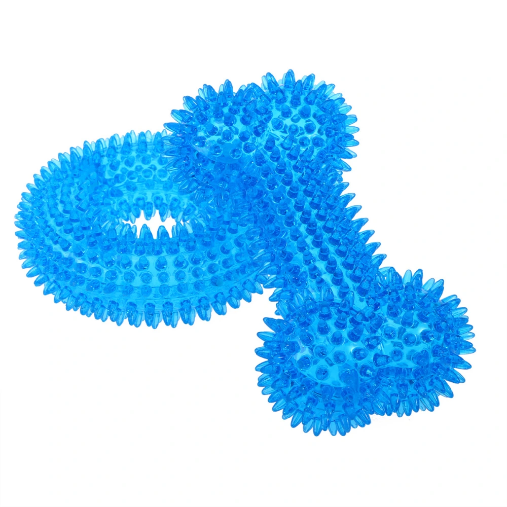 2Pcs Dog Toy Durable Molar Rod Dog Bite TPR Toy Coronule and Bone Shape for Dogs Pets Training Toys (Blue)