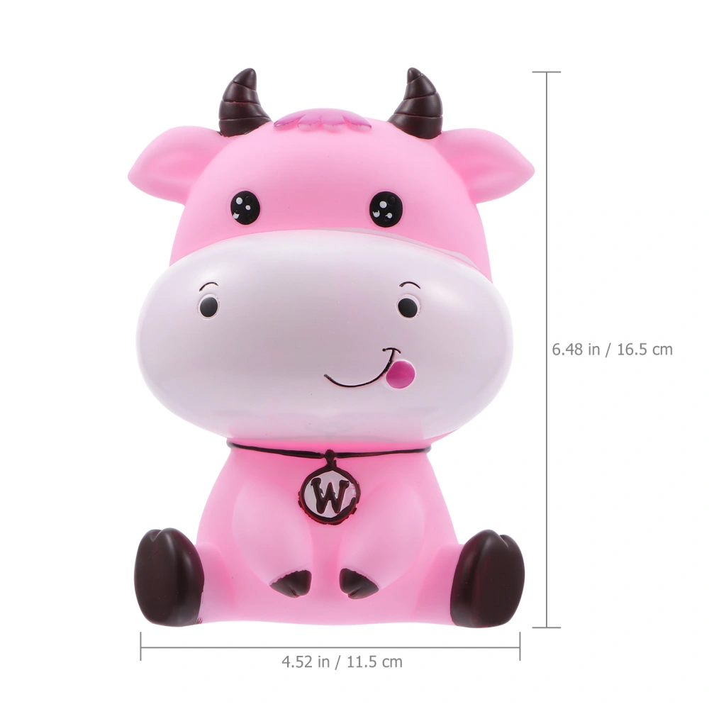 1pc Ox Shape Piggy Bank Desktop Cow Adornment Cartoon Saving Pot Ornament