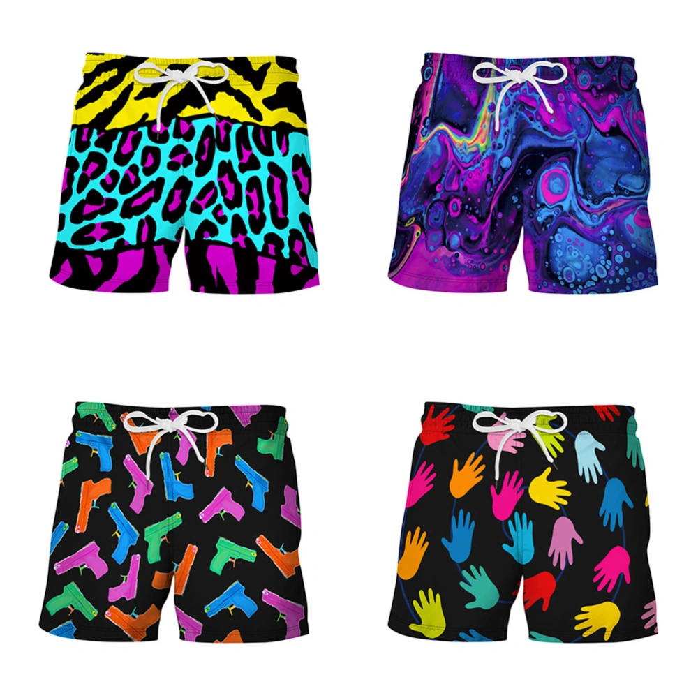 1Pc Summer Casual Shorts Palm Pattern Men Shorts Swimwear Swim Shorts Trunks Drawstring Beach Shorts Running Sports Surffing Shorts for Men (Assorted Color Size L)