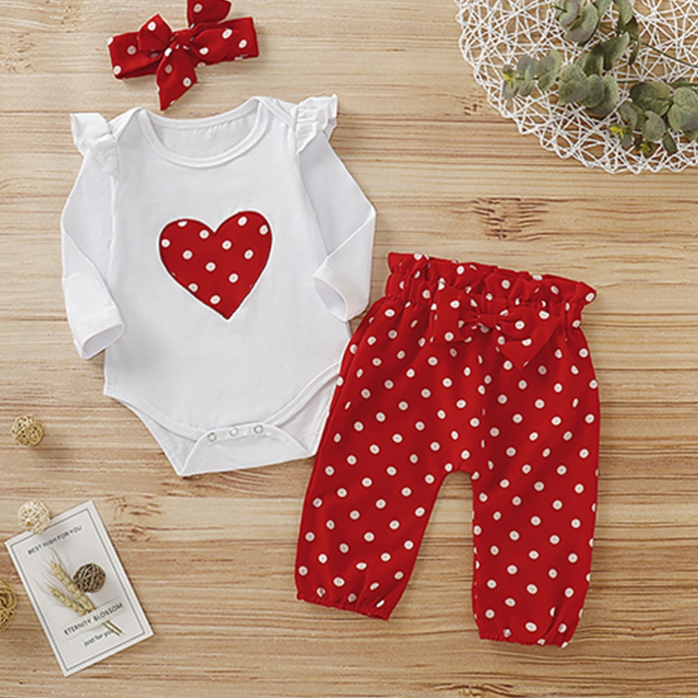 3pcs/Set Valentine's Day Baby Girl Jumpsuit Headband Pants Festival Costume