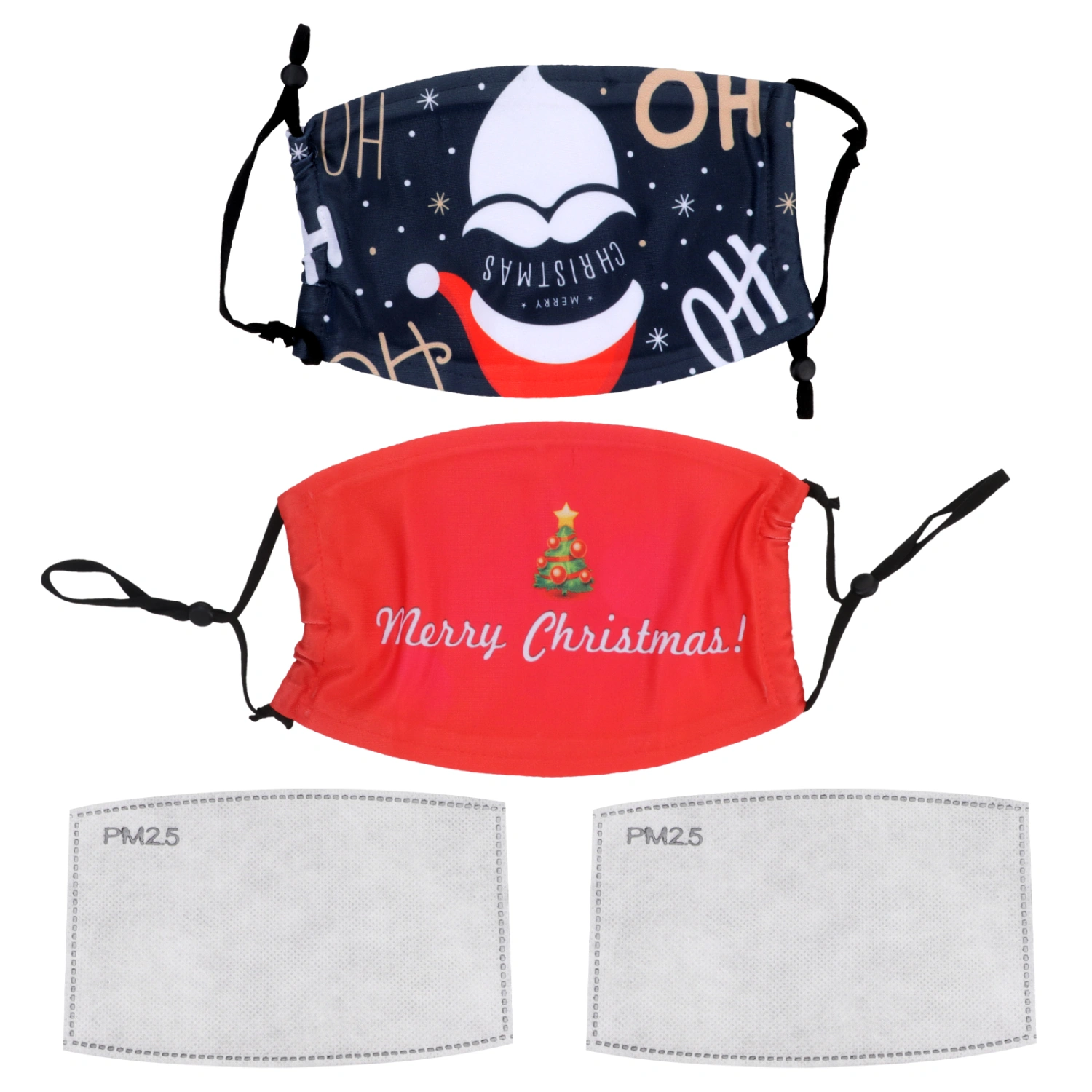2pcs Christmas Mouth Cover Merry Christmas Pattern Face Cover Face Mask