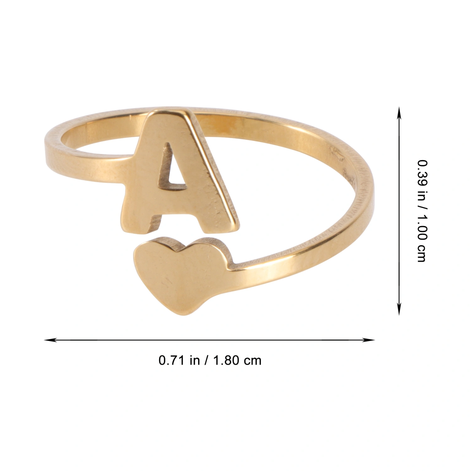 1PC English Initials Ring Simple Stainless Steel Ring Retro Girl Jewelry(Golden)