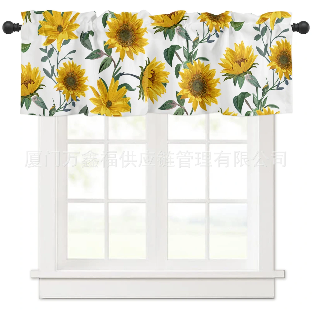 Sunflower Printing Valance For Kitchen Short Valances Decorative Kitchen Window Curtain