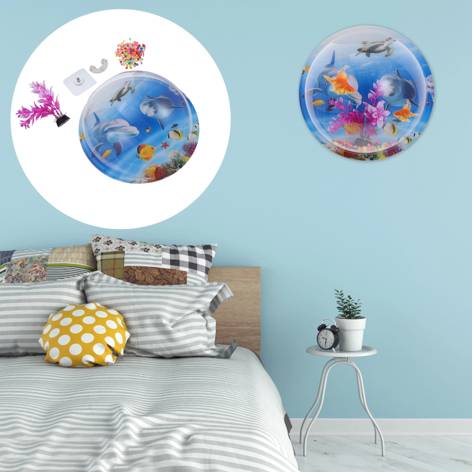 1 Set Wall Hanging Fish Bowl Wall Mounted Aquarium Acrylic Vase Flower Plant Pot