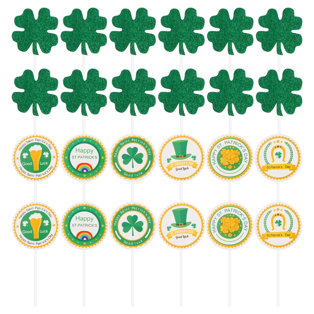 24Pcs St Patrick's Day Cupcake Toppers Cake Decoration Party Favor Supplies