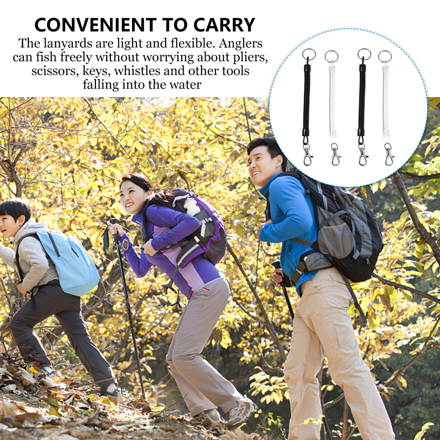 4pcs Retractable Spring Coil Keychain Lanyards Anti-lost Keys Phone Lanyards