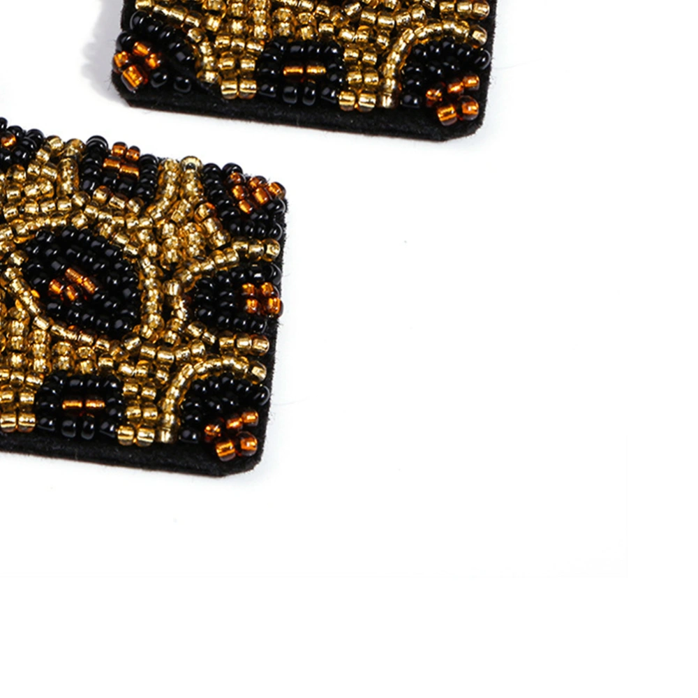 Creative Animal Leopard Grain Bead Square Eardrop Earrings Jewelry Decoration Golden