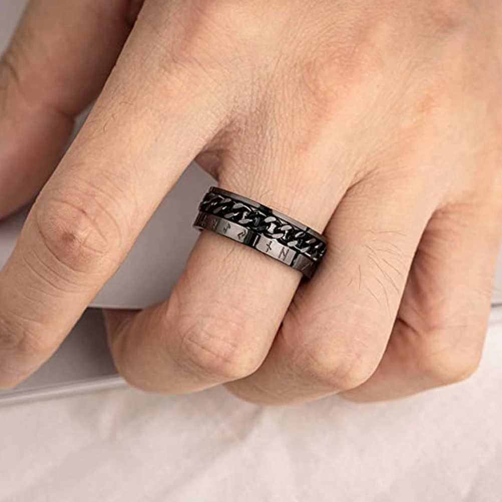 1pc Stylish Viking Letter Ring Man Ring Man Hand Jewelry Titanium Steel Ring