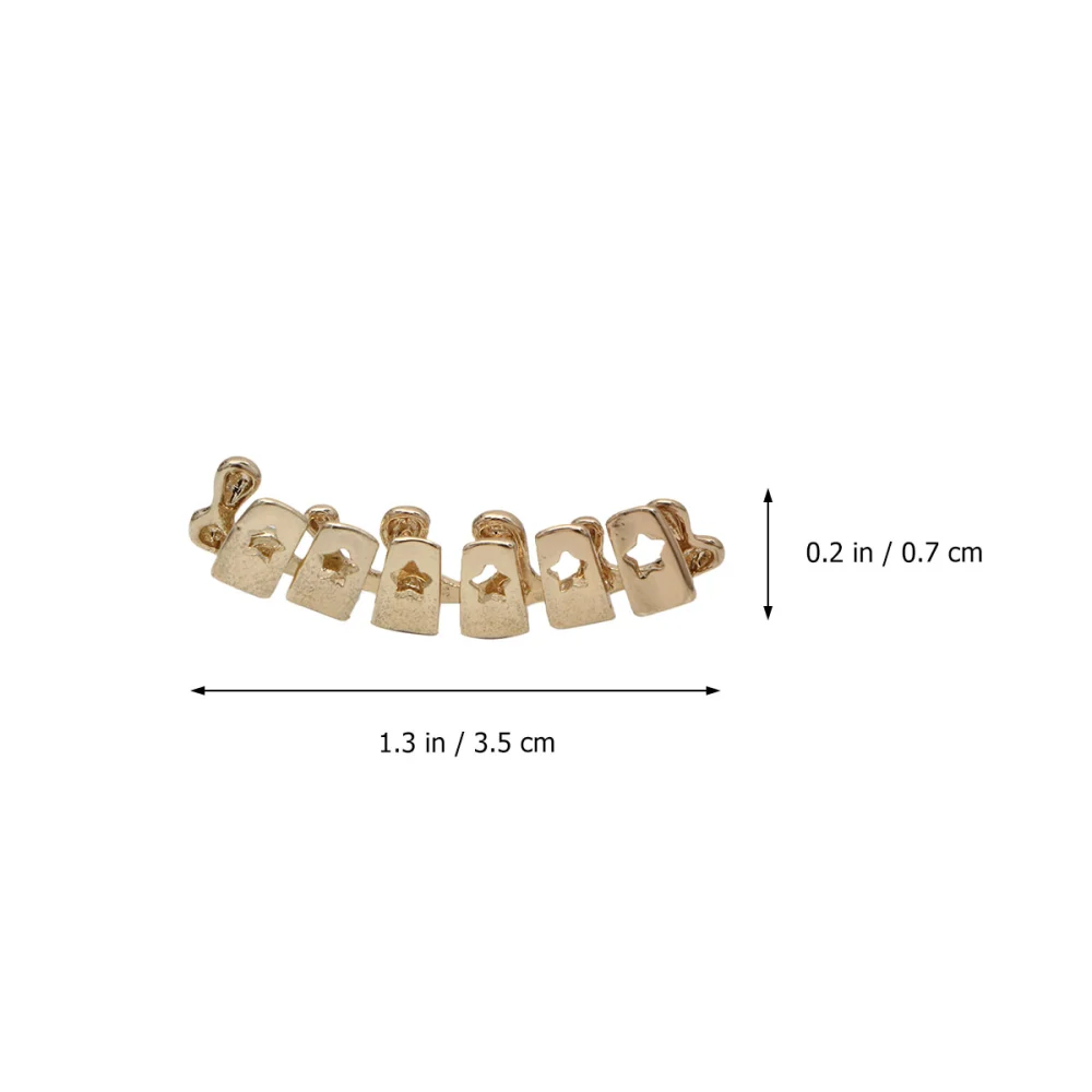 1PC Hip Hop Style Dentures Star Design Metal Denture Cover Stylish Hollow-out Dentures Fashionable Fake Teeth Braces for Home (Golden)